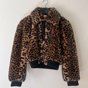 Leopard print bomber jacket